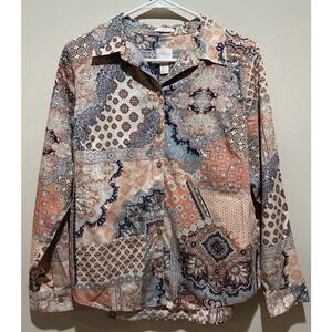 Chico's Women's No Iron Scallop Button Up‎ Blouse Size XS